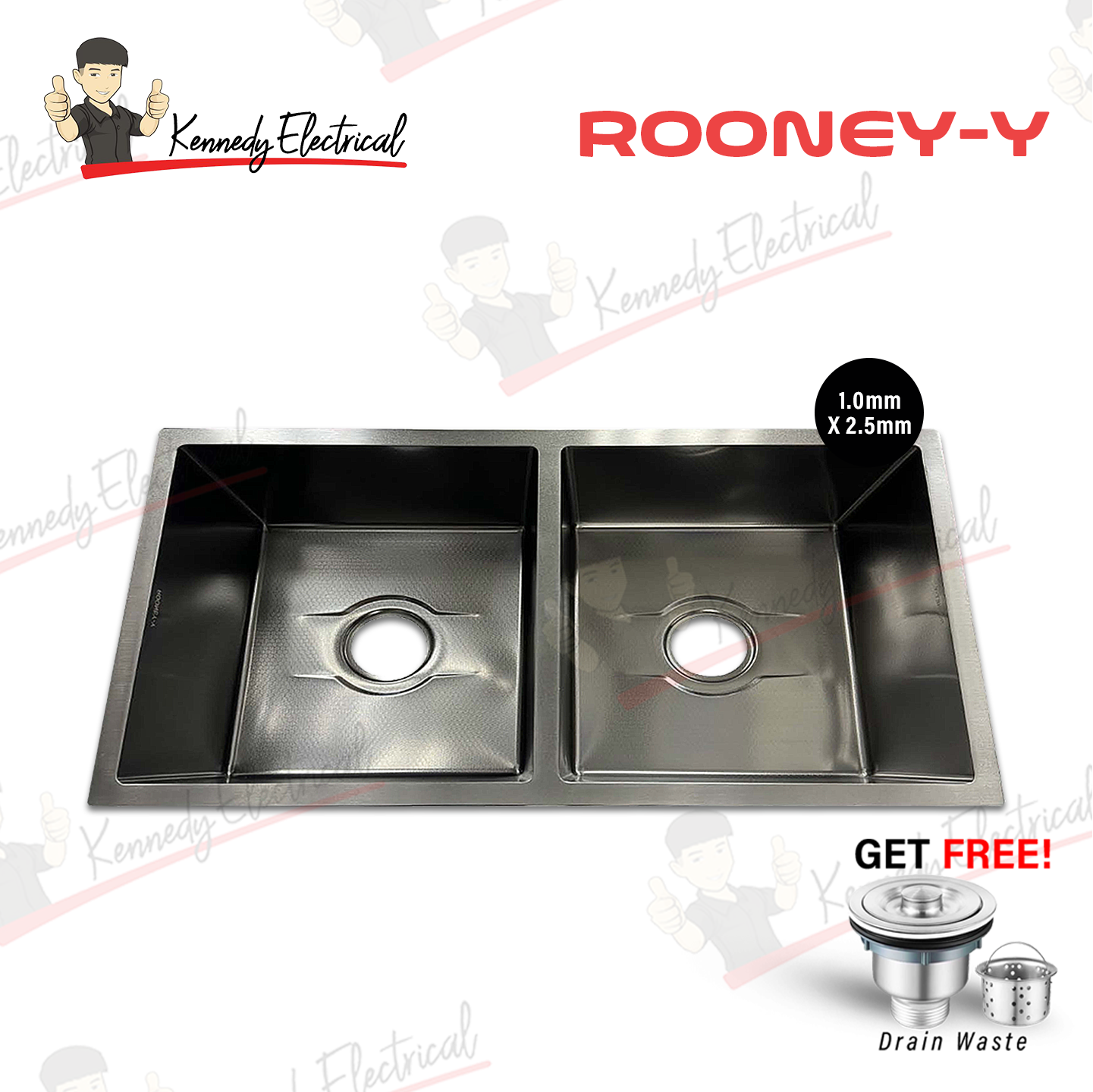 Rooney-Y Stainless Steel Double Bowl Kitchen Sink (8346Sne#) W69-8346