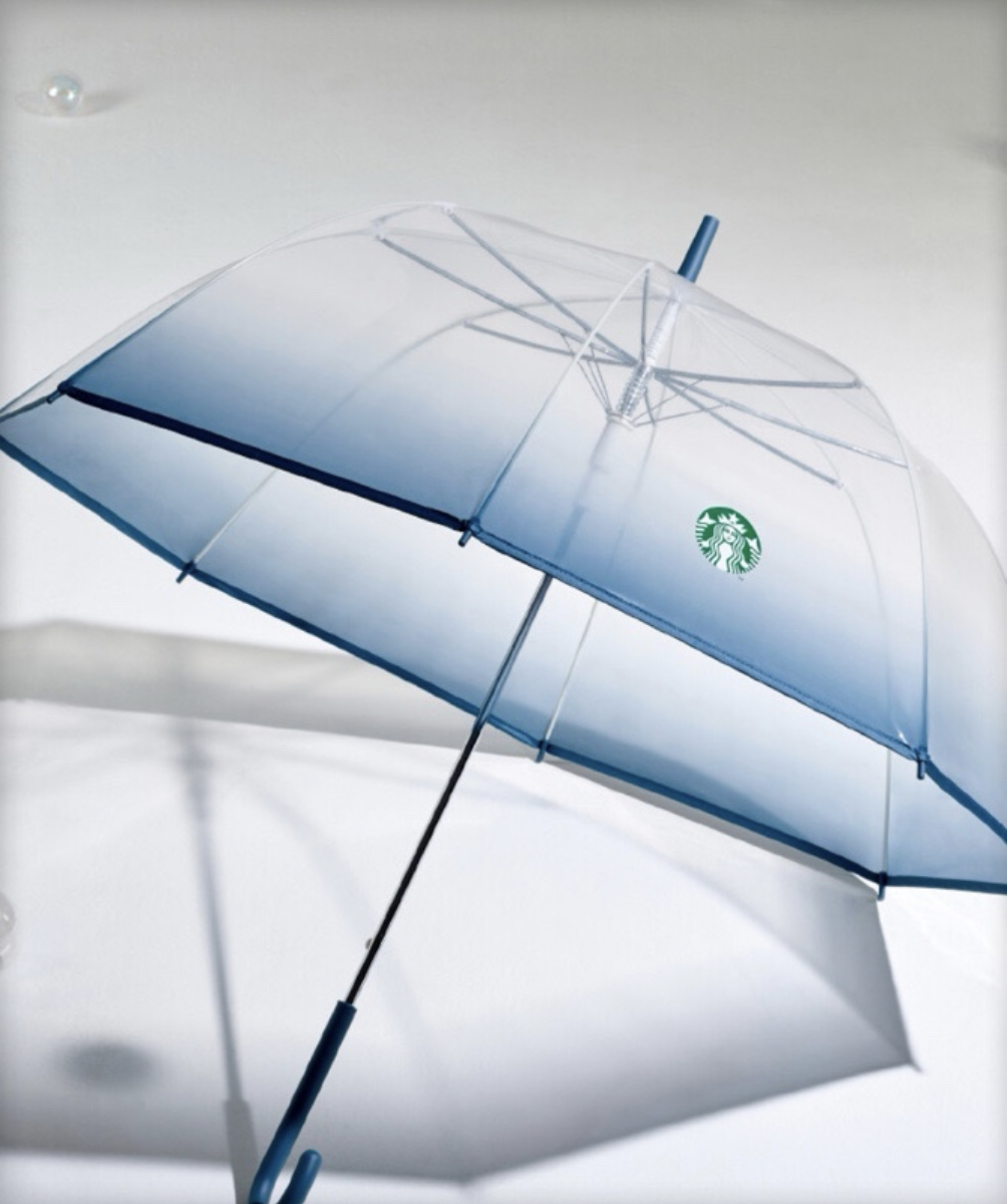 夏季海洋系列｜ 韓國 Starbucks 星巴克 透明漸層 圓頂直長傘 3 款選｜Dome Umbrella