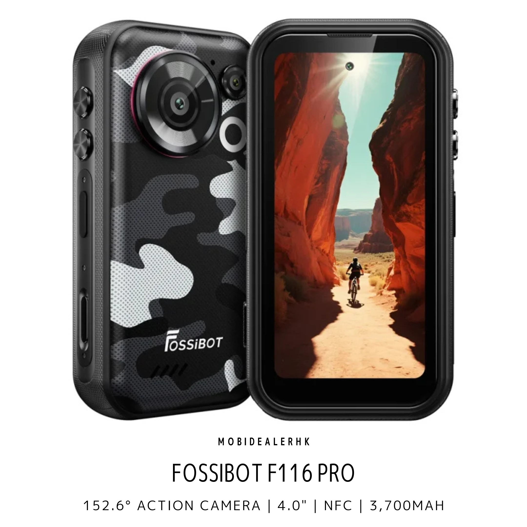 Fossibot F116 Pro | 5G | 三防手機 | 迷你手機 | 152.6° 運動相機 | 4.0" | NFC | 3,700mAh