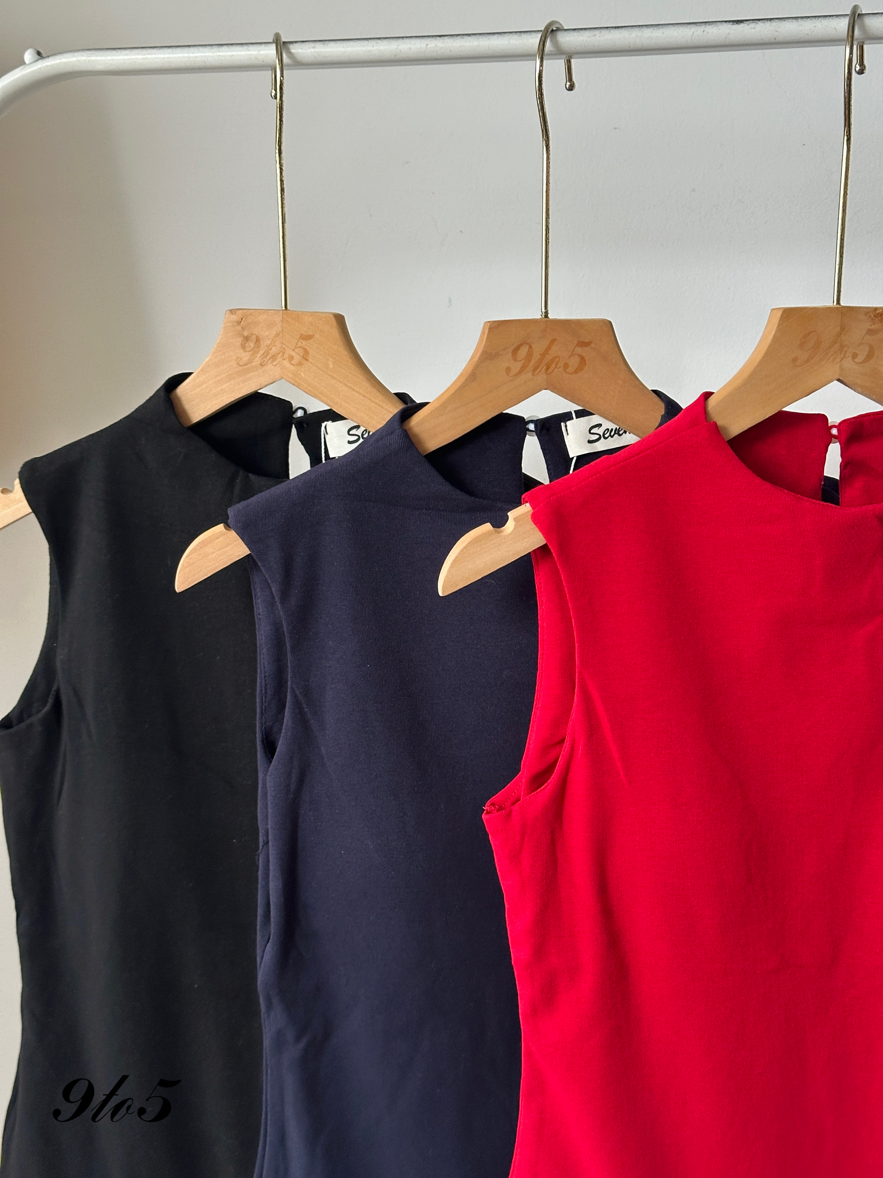 T3911 Sleeveless Mock Neck Top - 4 Colors