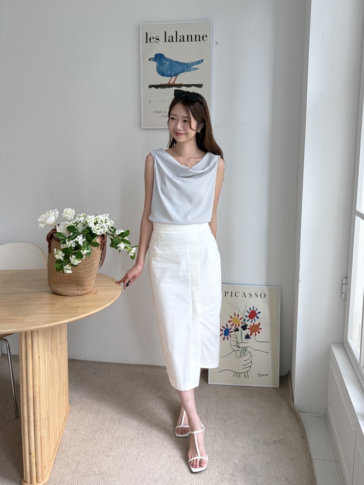 Front Slit Pencil Skirt (White)