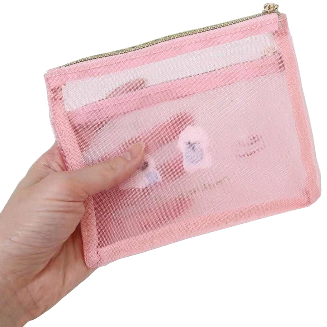 現貨｜日本 Q-LiA 狗狗 刺繡 網袋 化妝袋 收納袋 (09552)