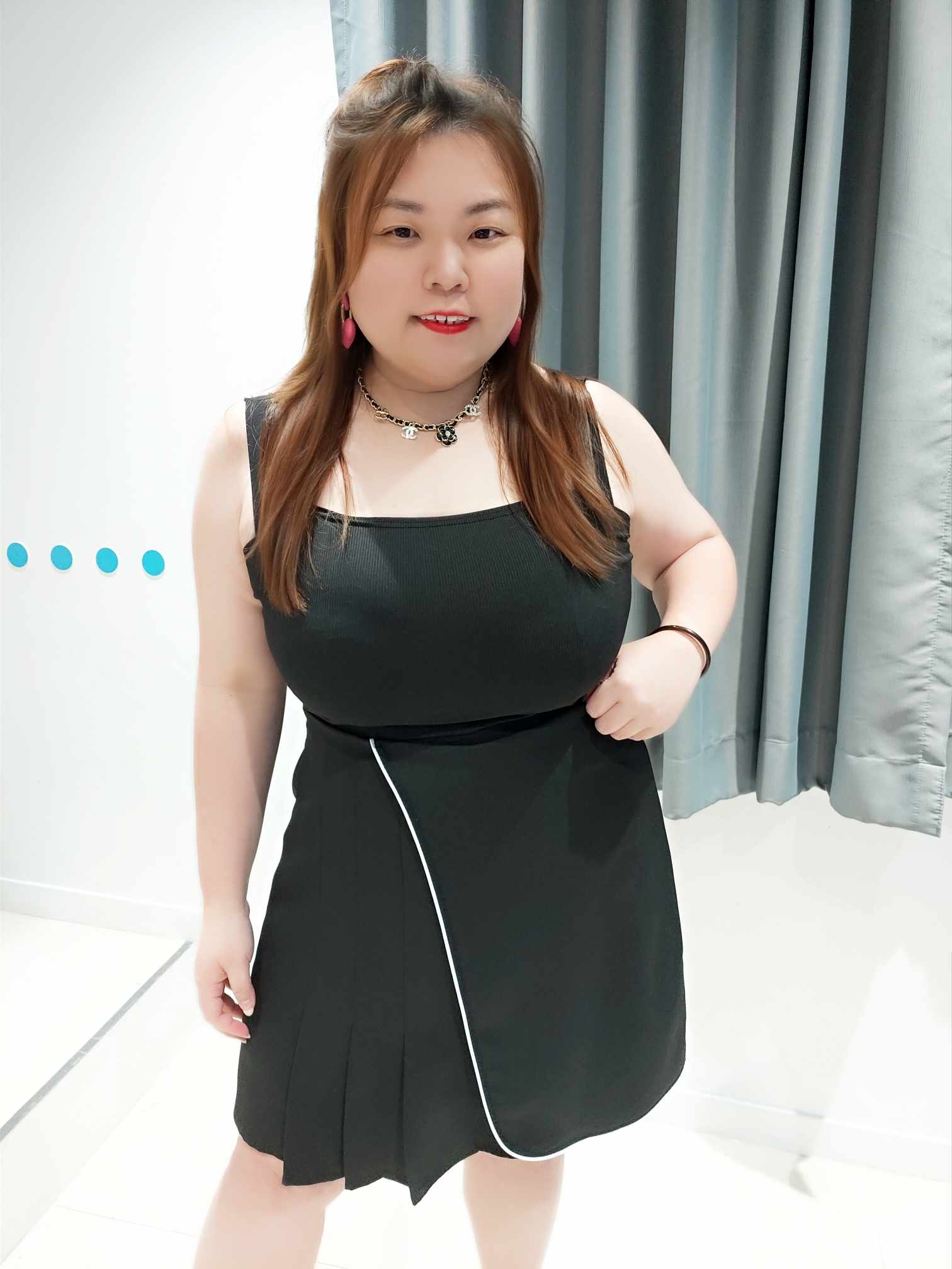 DSE04 小拼百褶设计裤裙