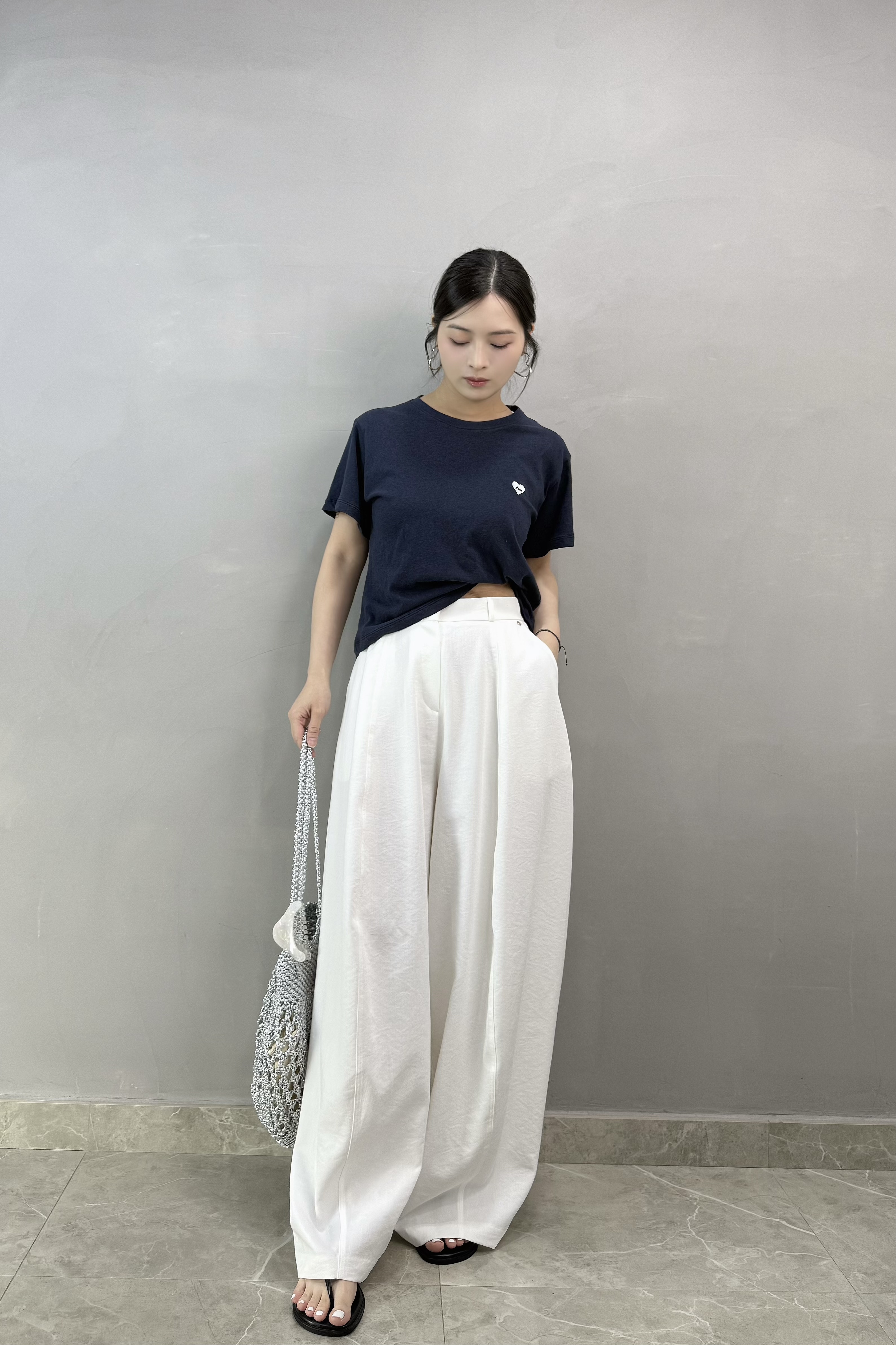 X66 刺繡心心短tee