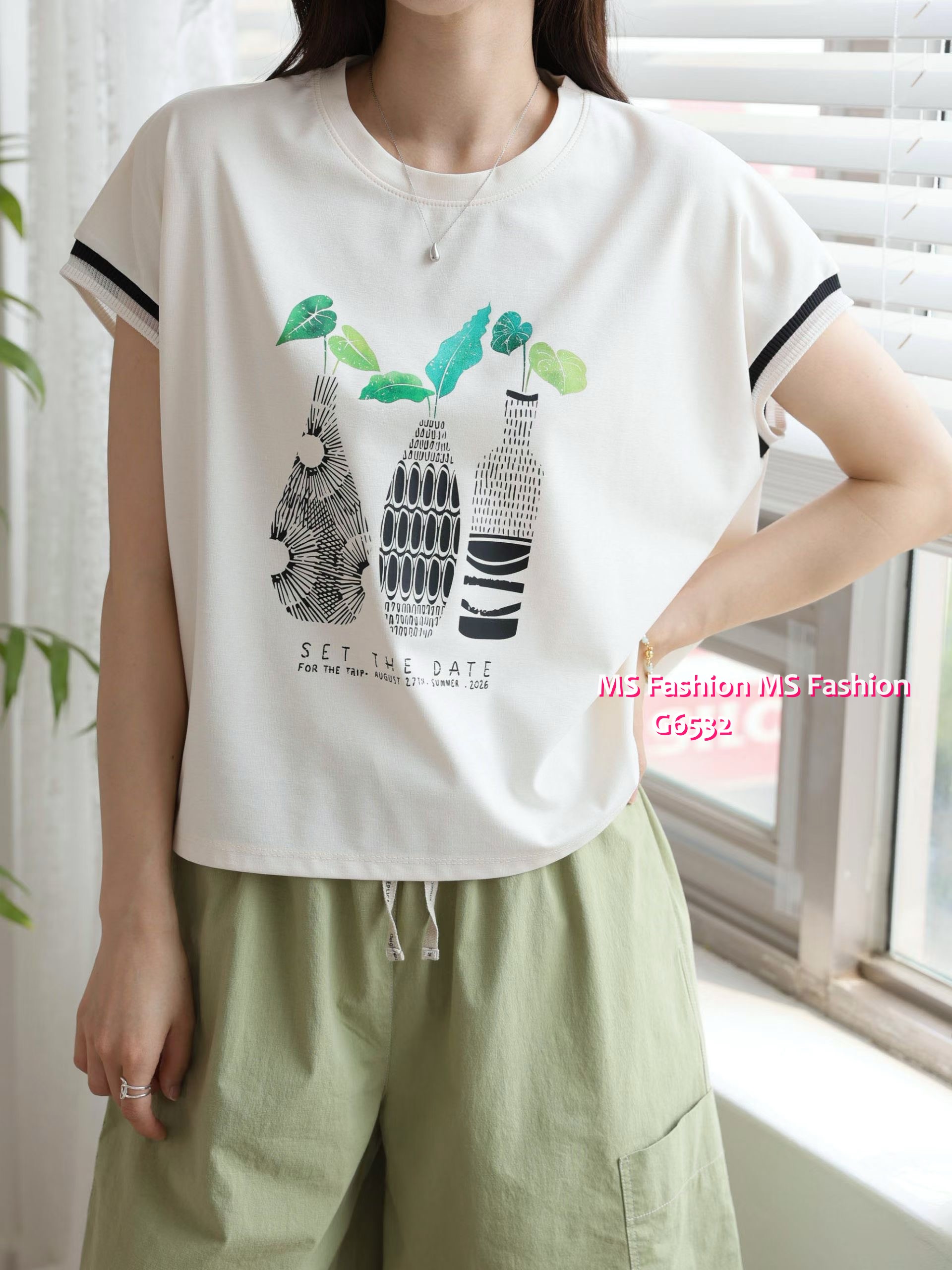 G6532 靚花瓶print top