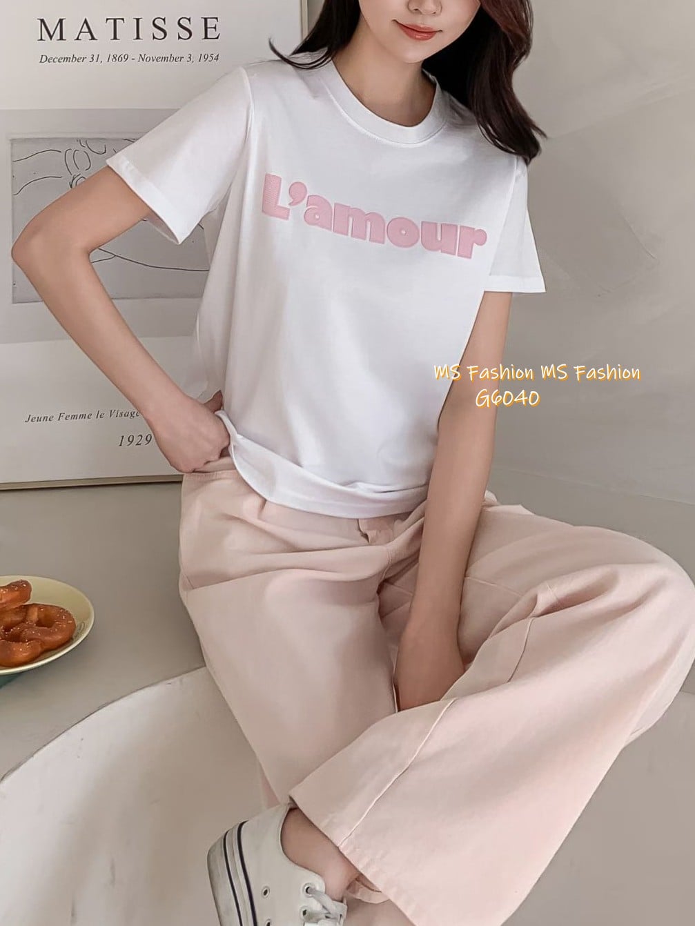 G6040 韓國🇰🇷拼色字母tee仔