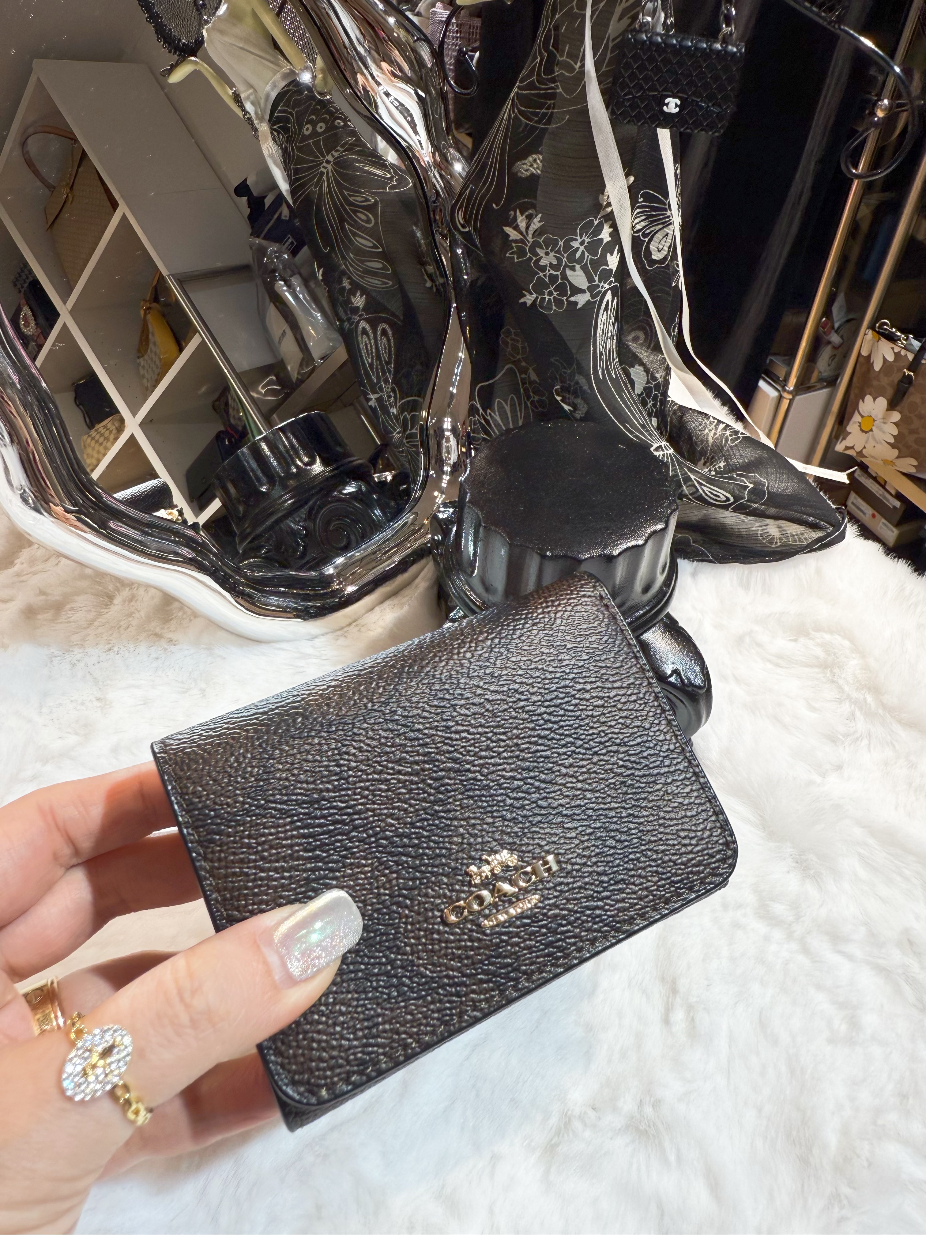 Coach card holder wallet dark/m/logo/m