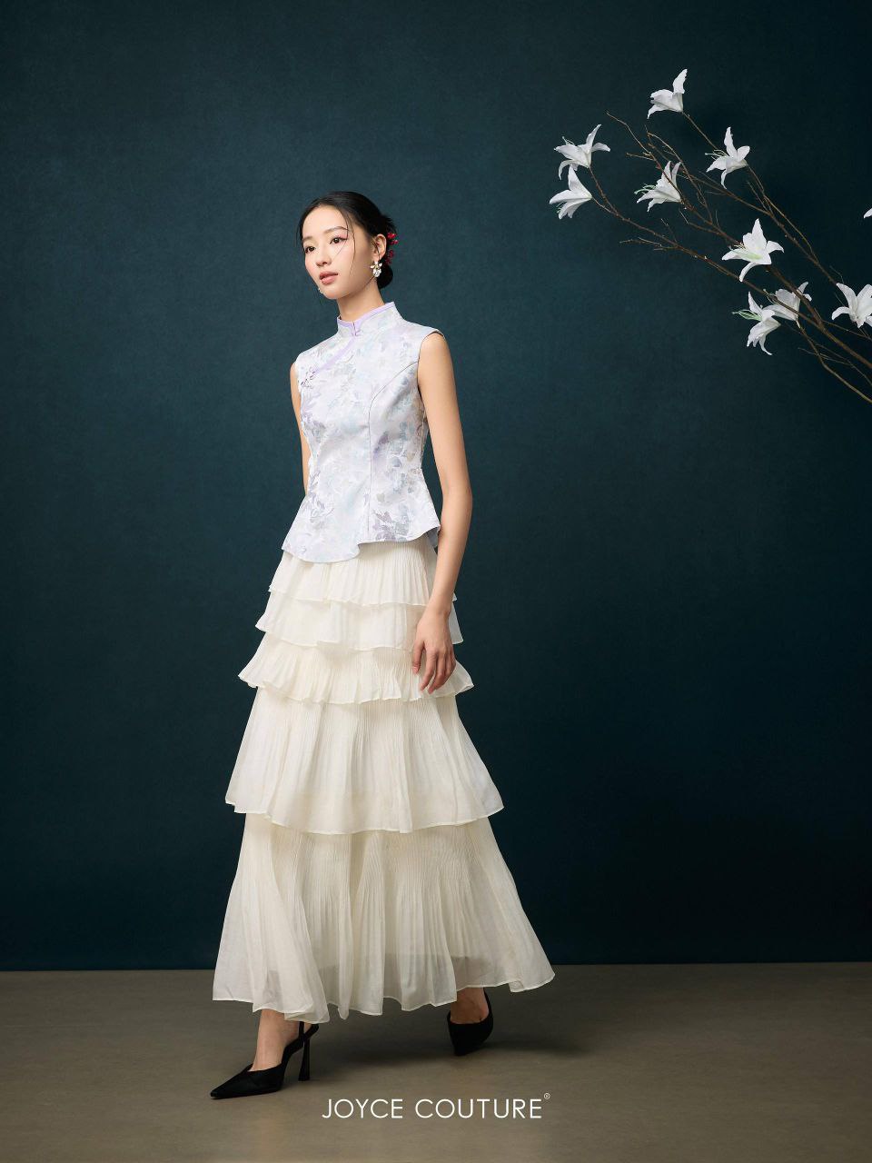 出袖提花旗袍上衣 T0759