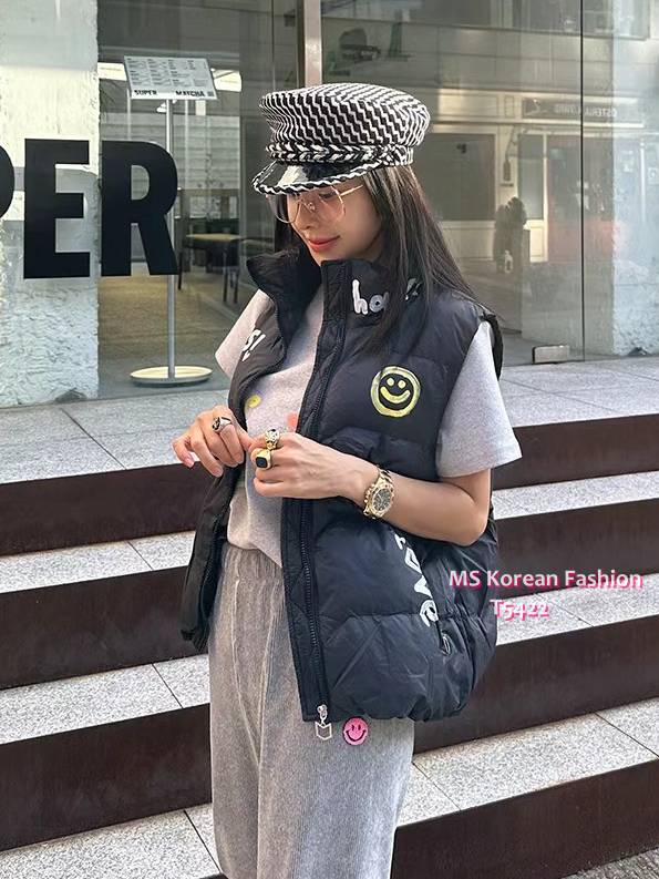 T5422 韓國🇰🇷彩繪哈哈笑字母羽絨背心