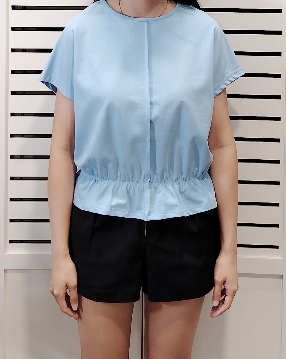 LY1106 Round Neck Fully Elastic Waist Tee