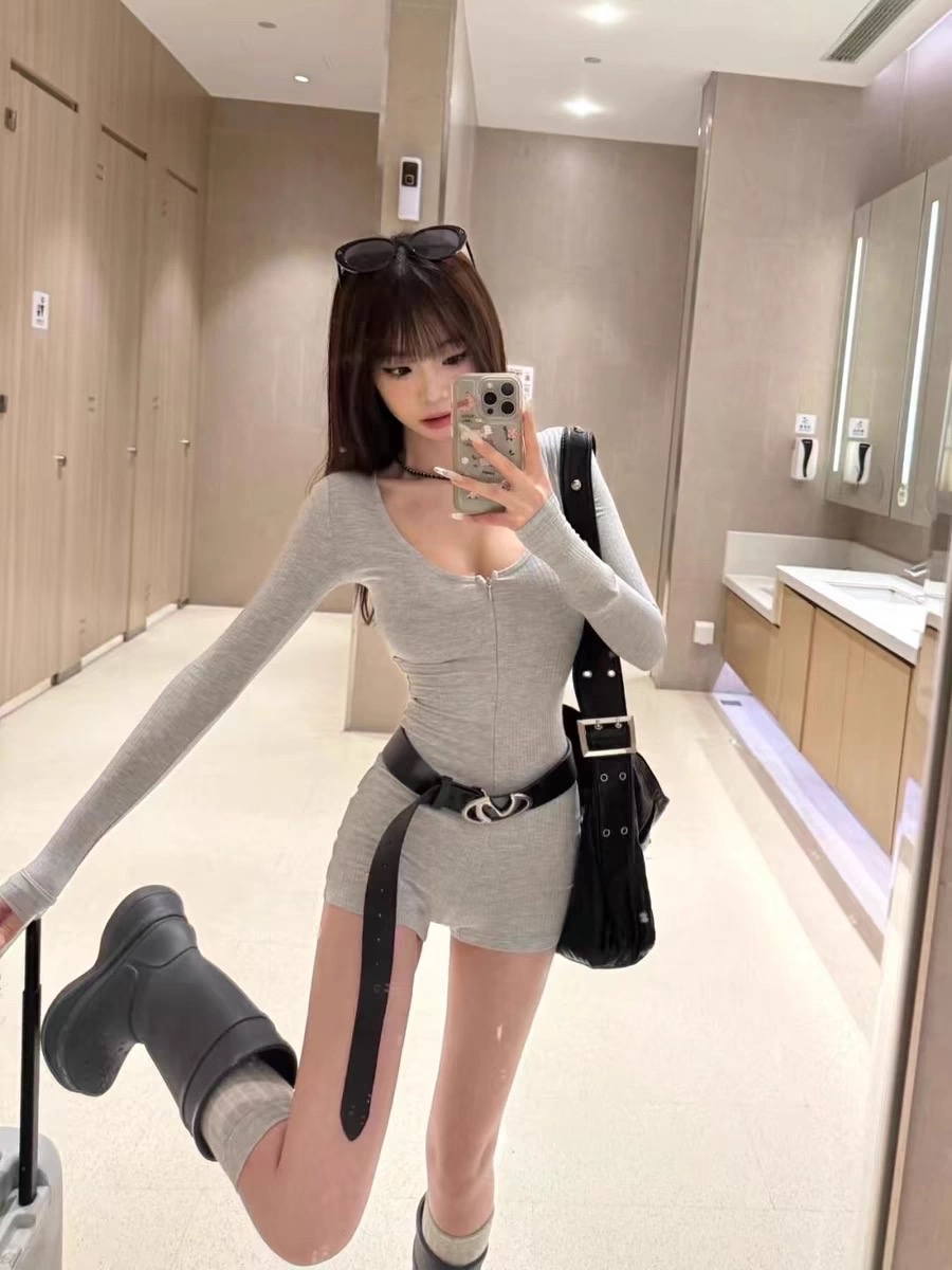 DR298辣妹灰色连体衣