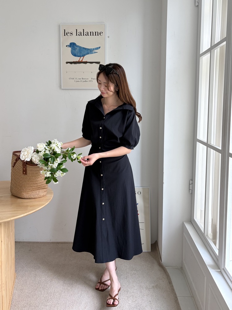 Lena Contoured Waist Dress (Navy)