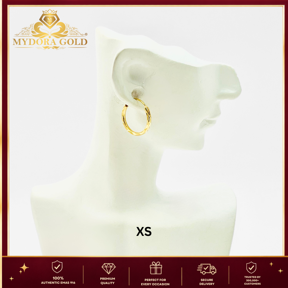 MYDORA Subang Bulat Donut | Fesyen Earrings EMAS 916/22K