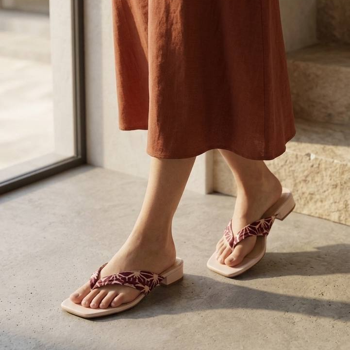 1122 - Batik Sandals (Maroon) 