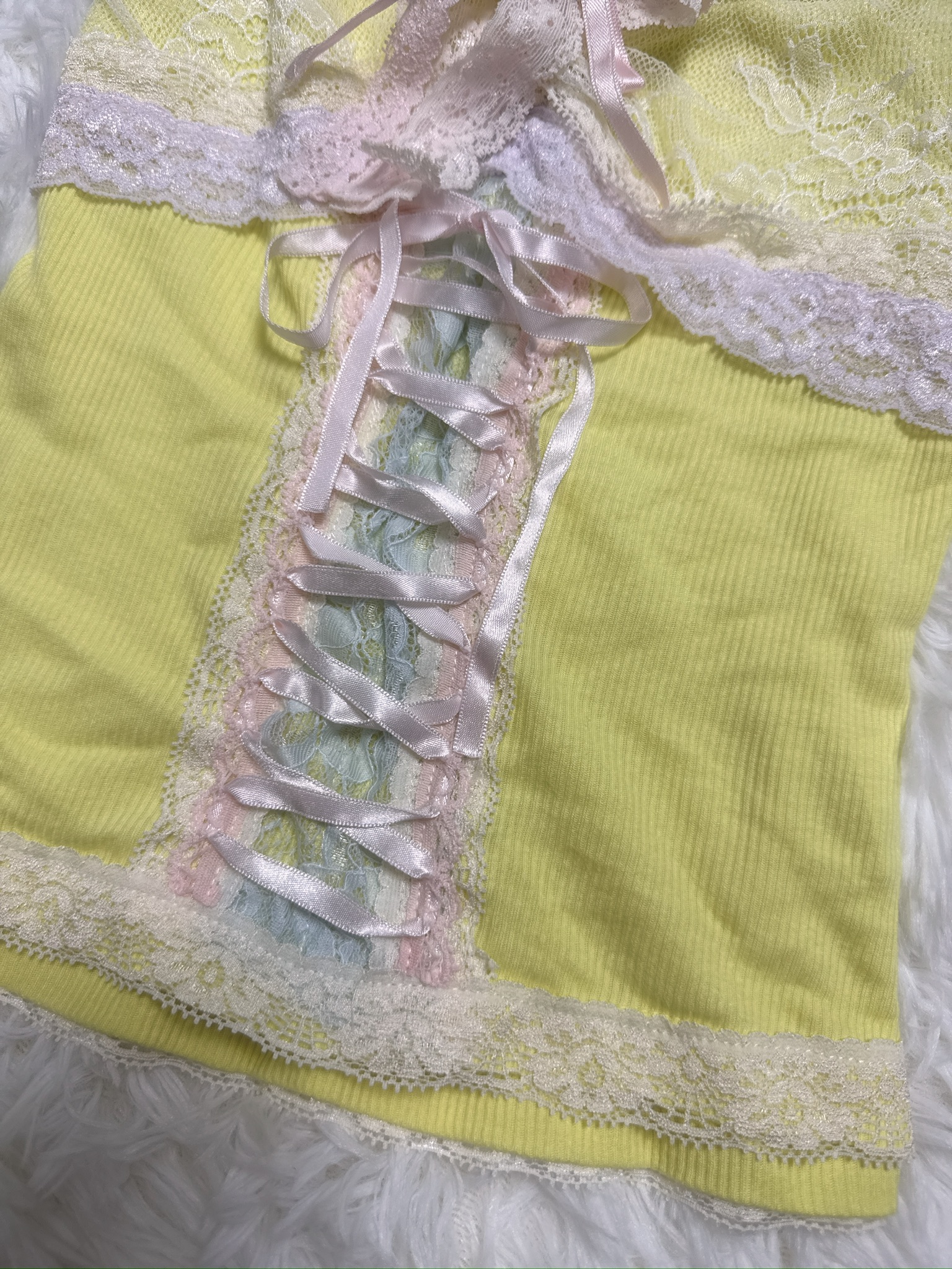 Yellow Balletcore Lace Rose Remade Camisole