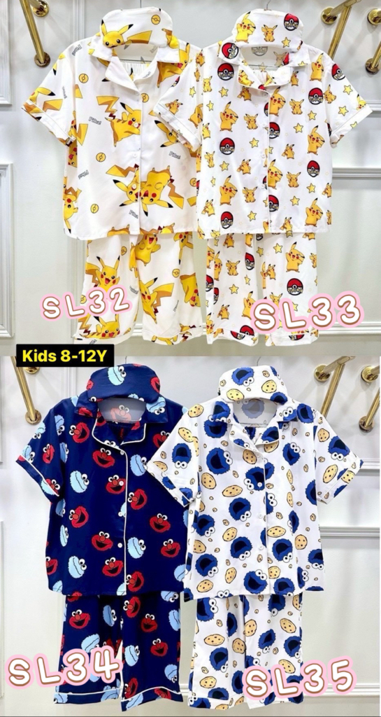 泰國直送真絲睡衣 兒童版 尺寸： 3-6 years 8-12years