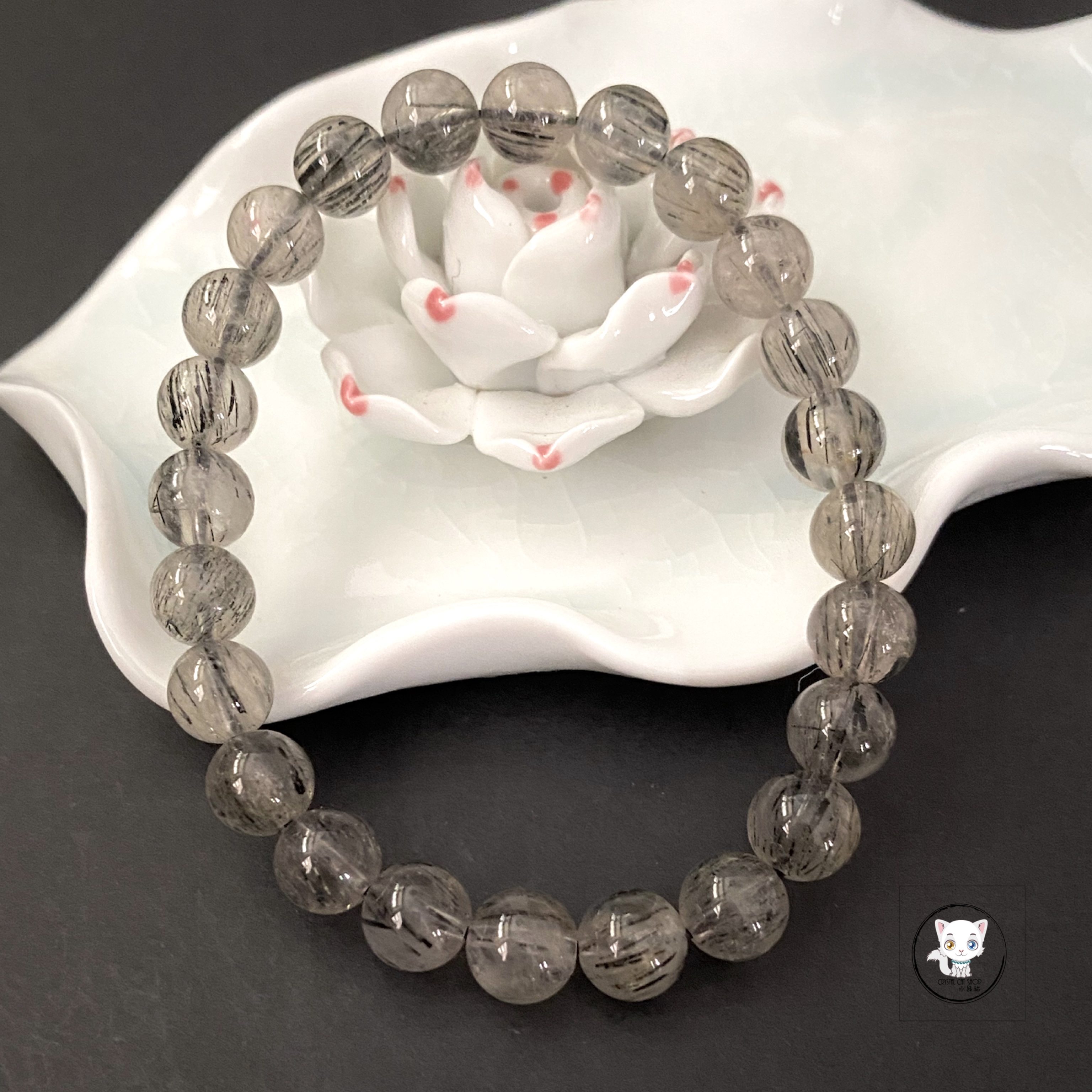 巴西黑髮晶手鏈 8mm