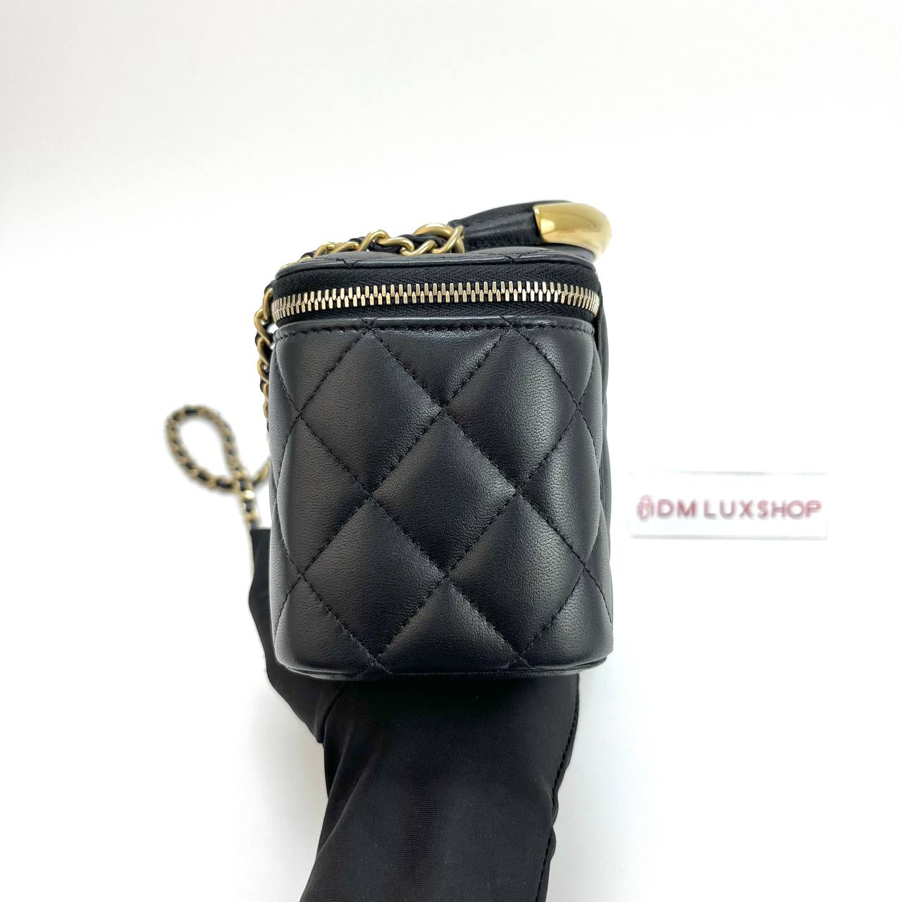 Chanel Black Top Handle Vanity Case w/ Chain GHW (Microchip)
