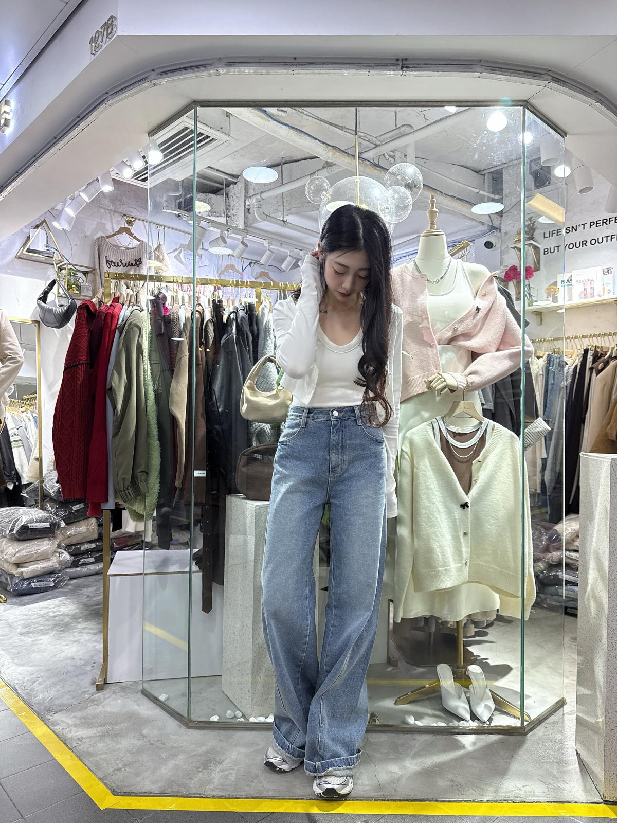 側骨直腳牛仔褲