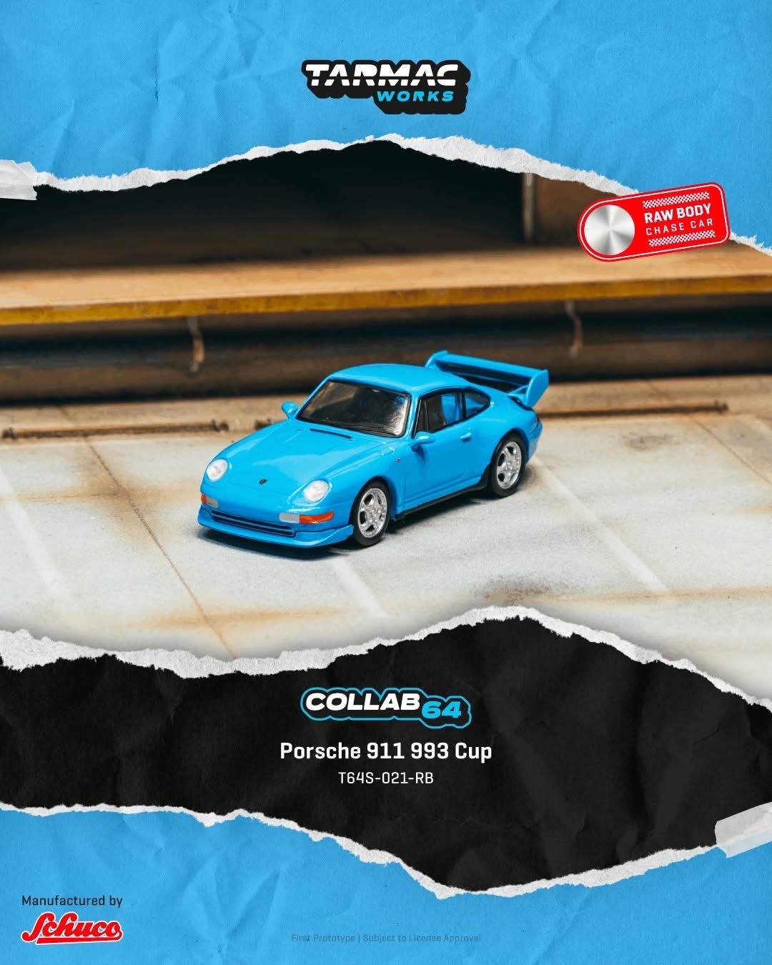 （預訂 Pre Order) Tarmac Works  Tarmac Works (預訂) ( T64S-021-RB ) Porsche 911 993 Cup Riviera blue