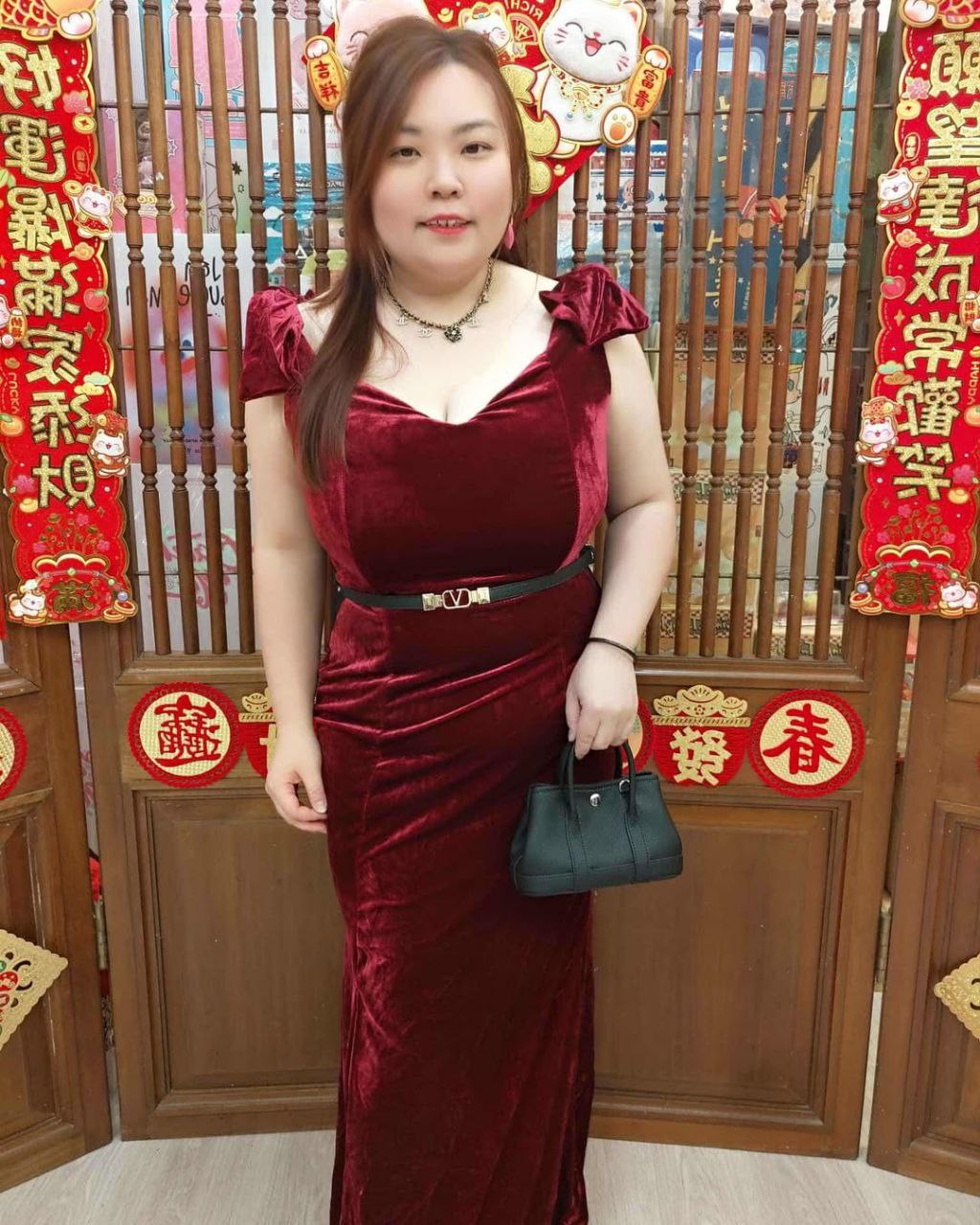 TT708 高级绒布蝴蝶结肩设计礼服