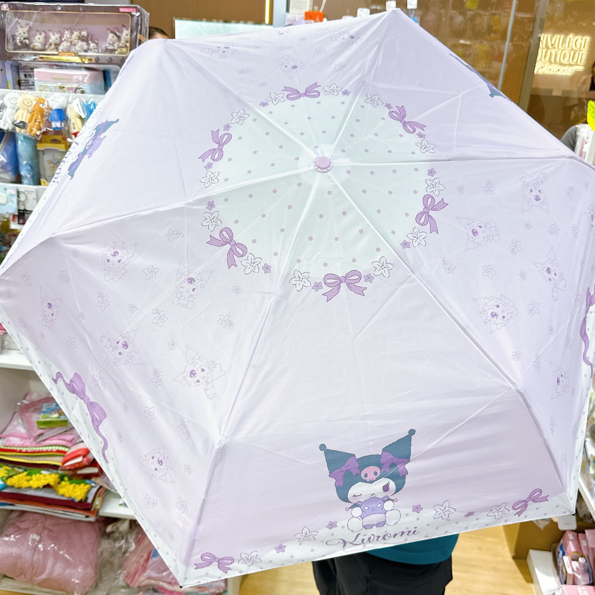 原裝行貨Sanrio 靚靚55cm自動縮骨遮配珠鏈 晴雨兼用 防uv