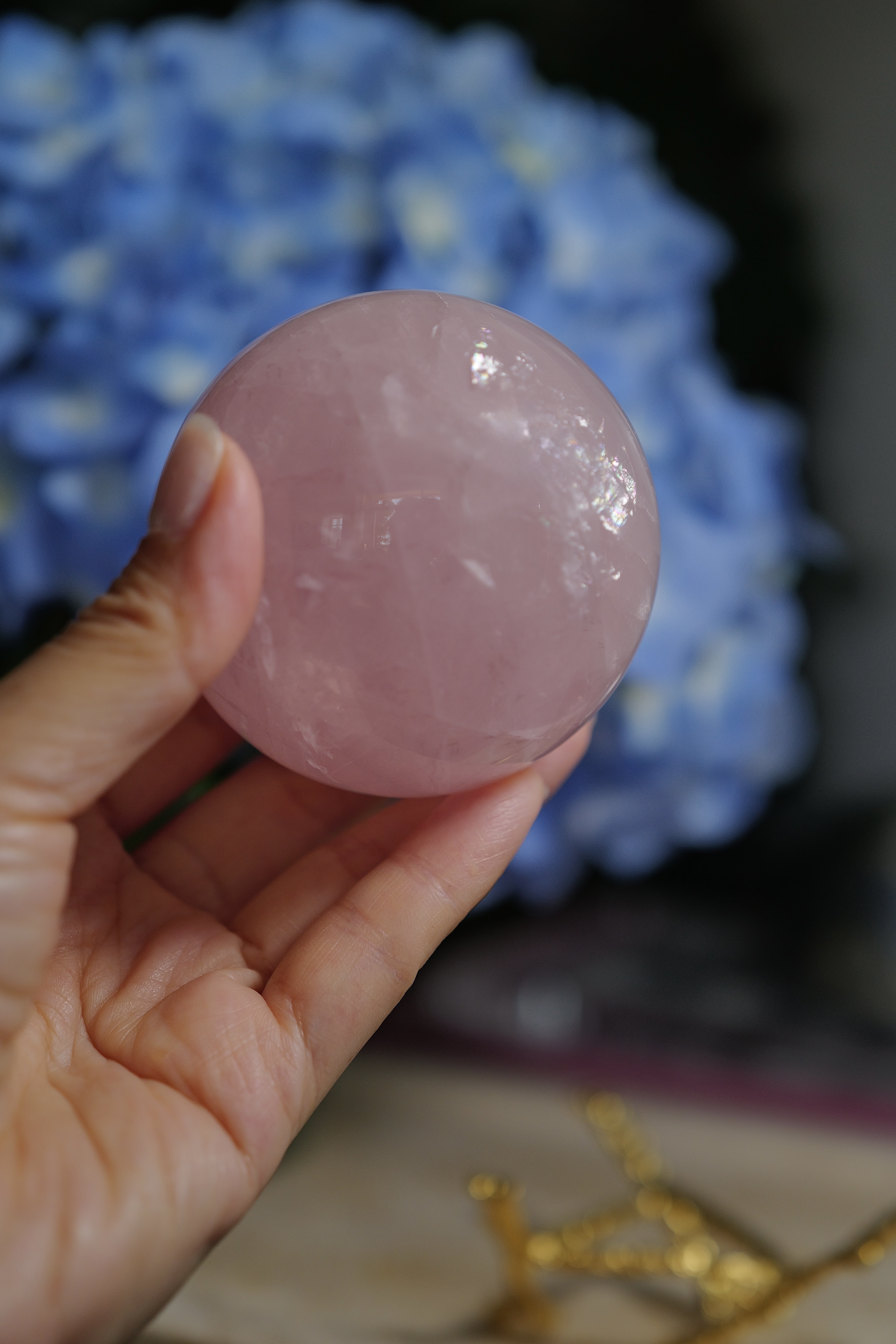  ༒490g 7cm 粉水晶球擺設༒ RQ.aaaC8-RA28*A07