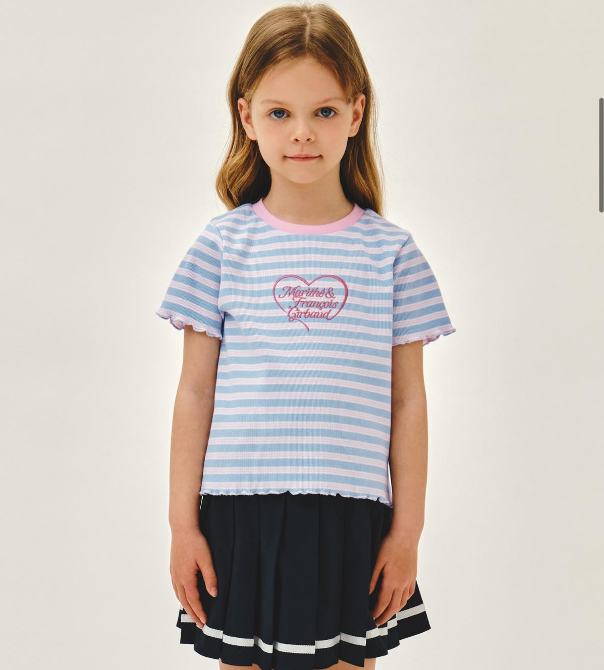 Ⓜ️ fg kids女款橫間ruffle TEE 折扣優惠 Blue / light yellow Size 100-150