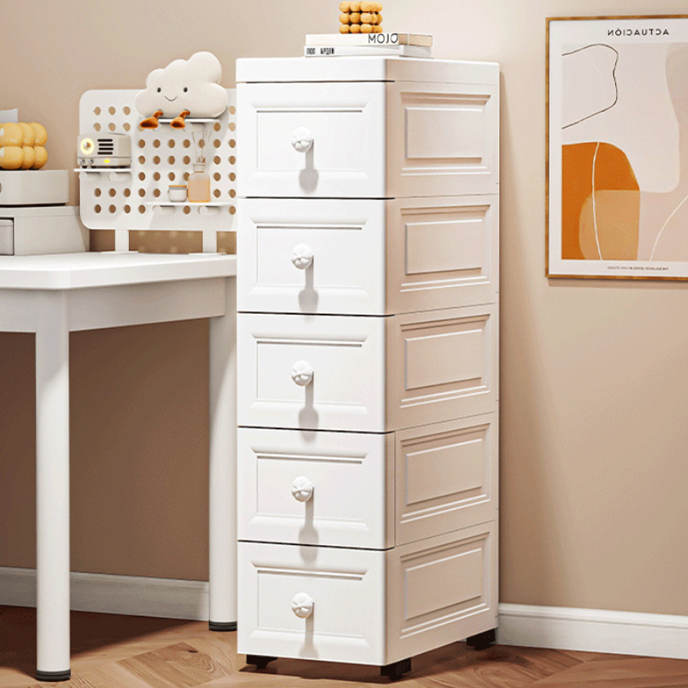 夾縫收納柜 抽屜式 洗手間儲物盒 廚房儲物柜 房間收納柜 置物架 25cm 三層 [平行進口] HK2734