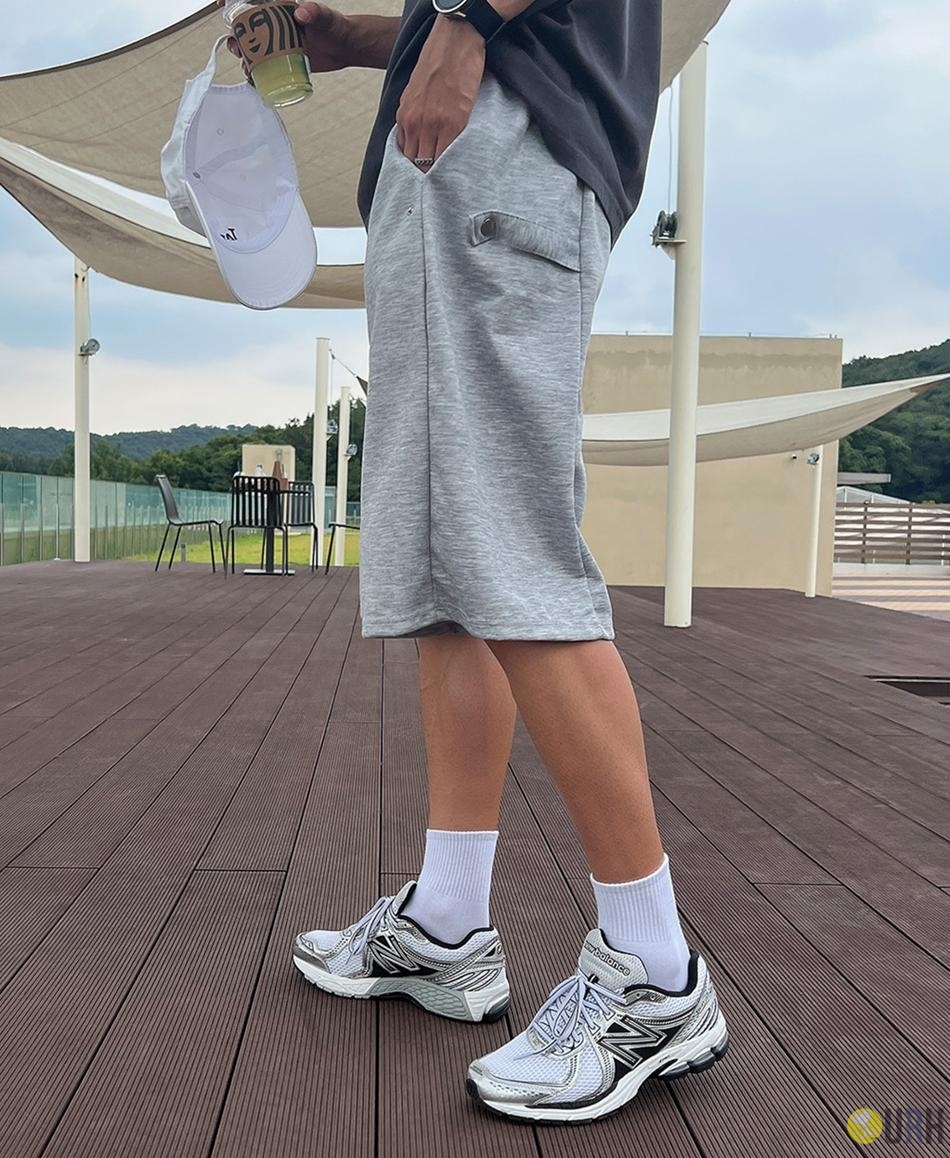【100%保證韓國直送】Two-Way Snap Button 側開扣寬鬆衛衣料 Bermuda Shorts 🩳 [2 color] RG165945