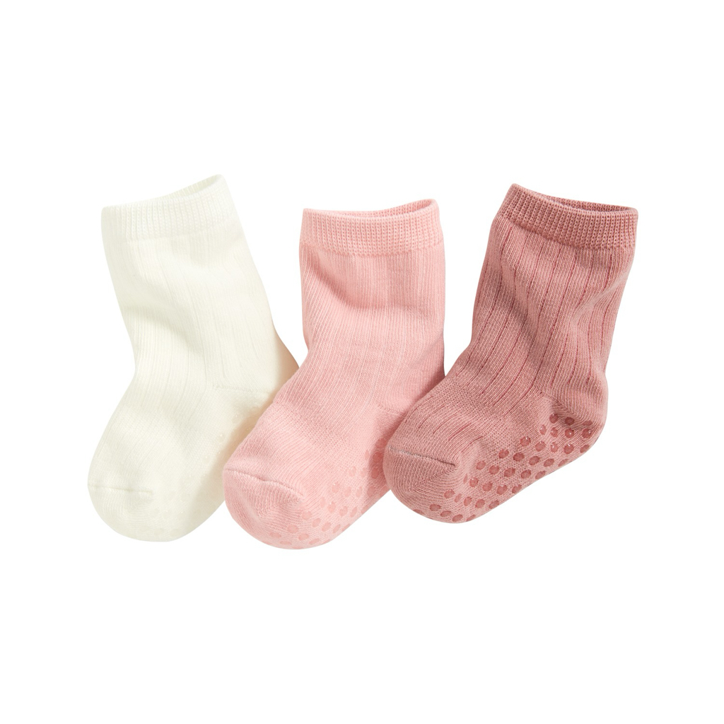 💚預訂 台灣直送💚兩色純色防滑中筒襪三對裝