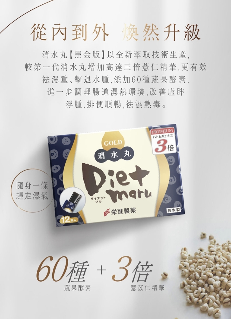 日本榮進製藥 Diet Maru 消水丸黑金升級版啫喱 1盒12條