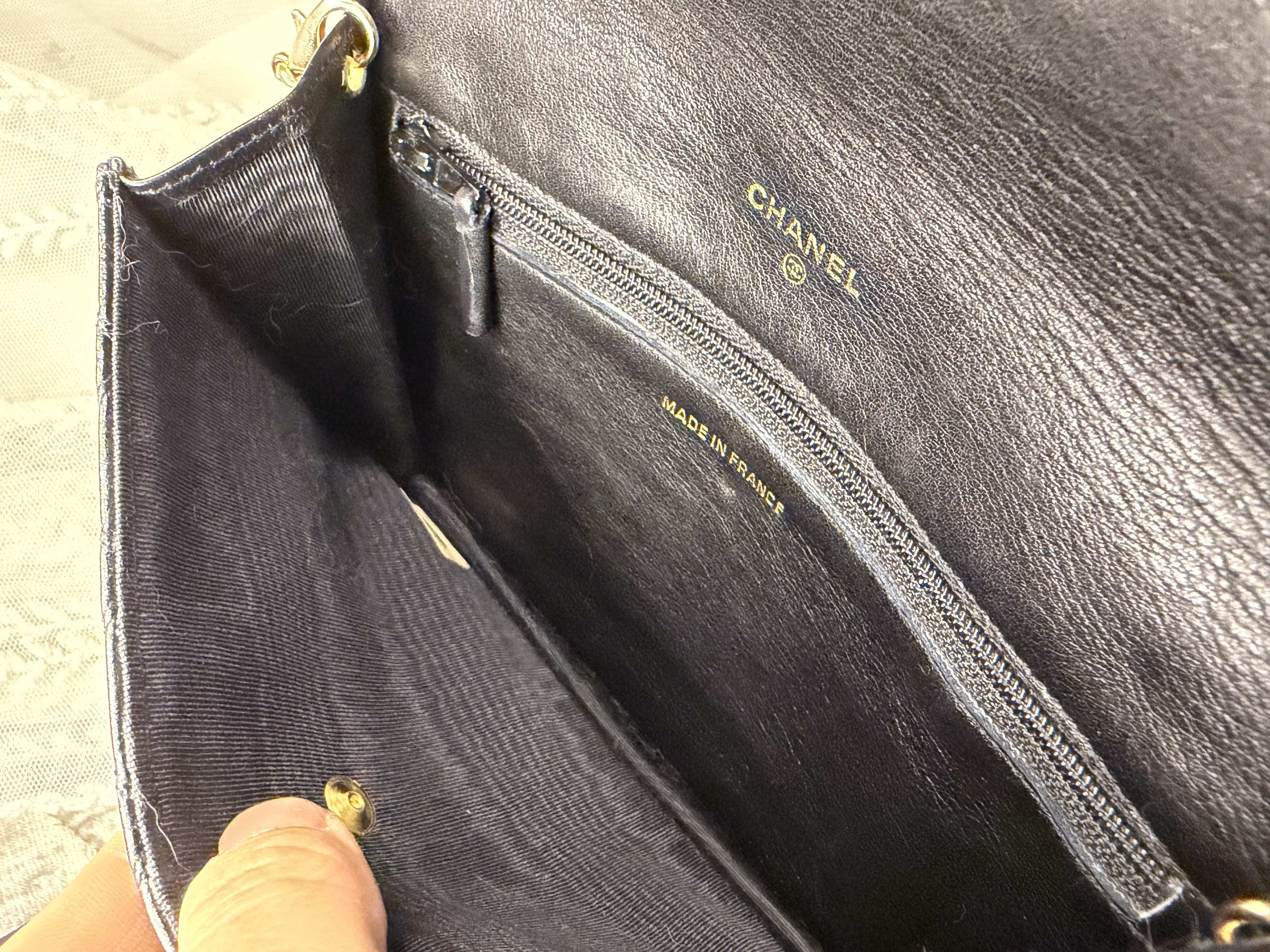 chanel cc black matelasse  black leather flap cutch bag