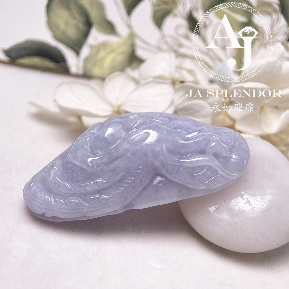JN-762 天然翡翠A玉 冰潤紫羅蘭鳳凰吊墜
