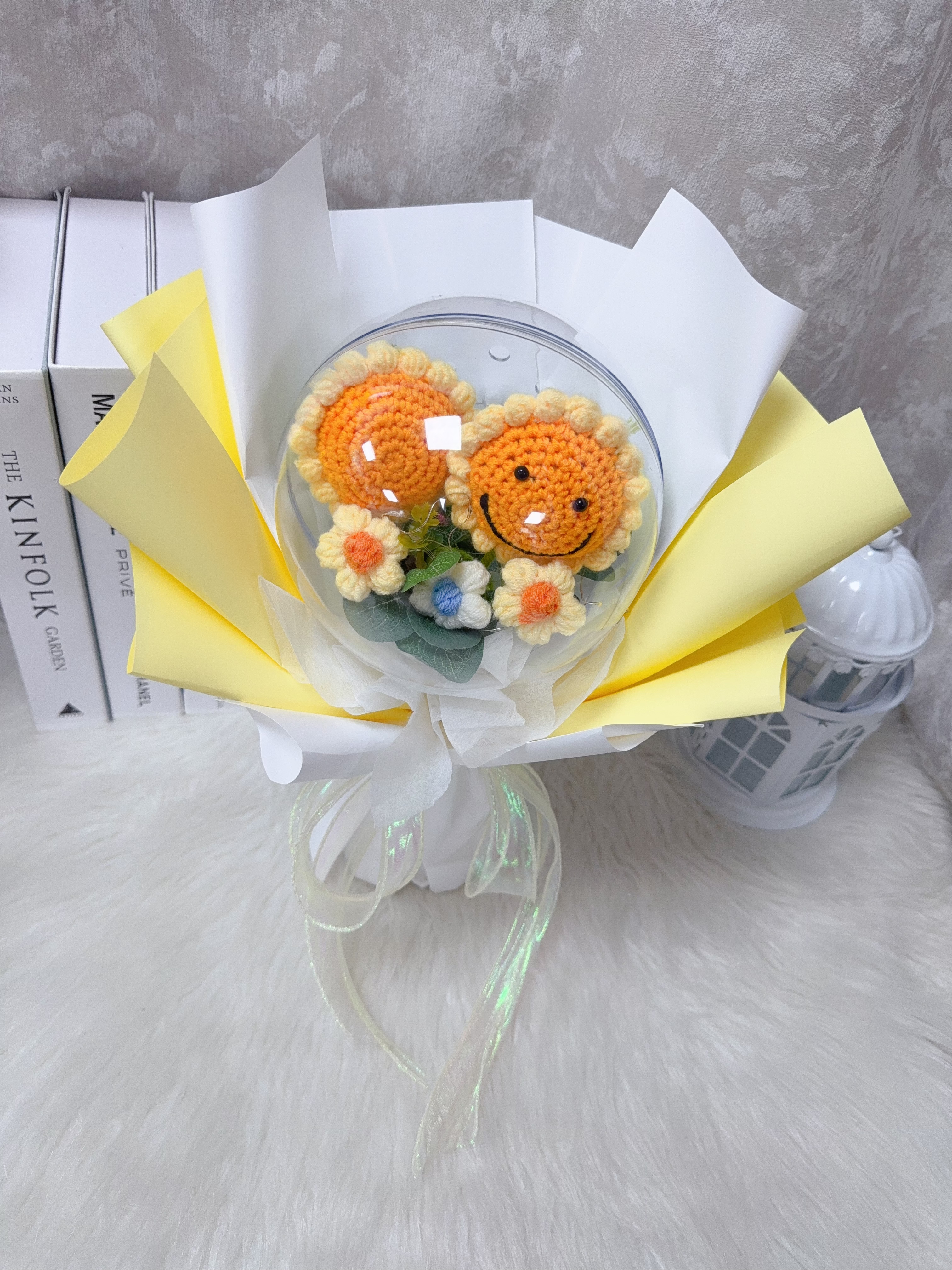 笑臉向日葵波波球編織花花束