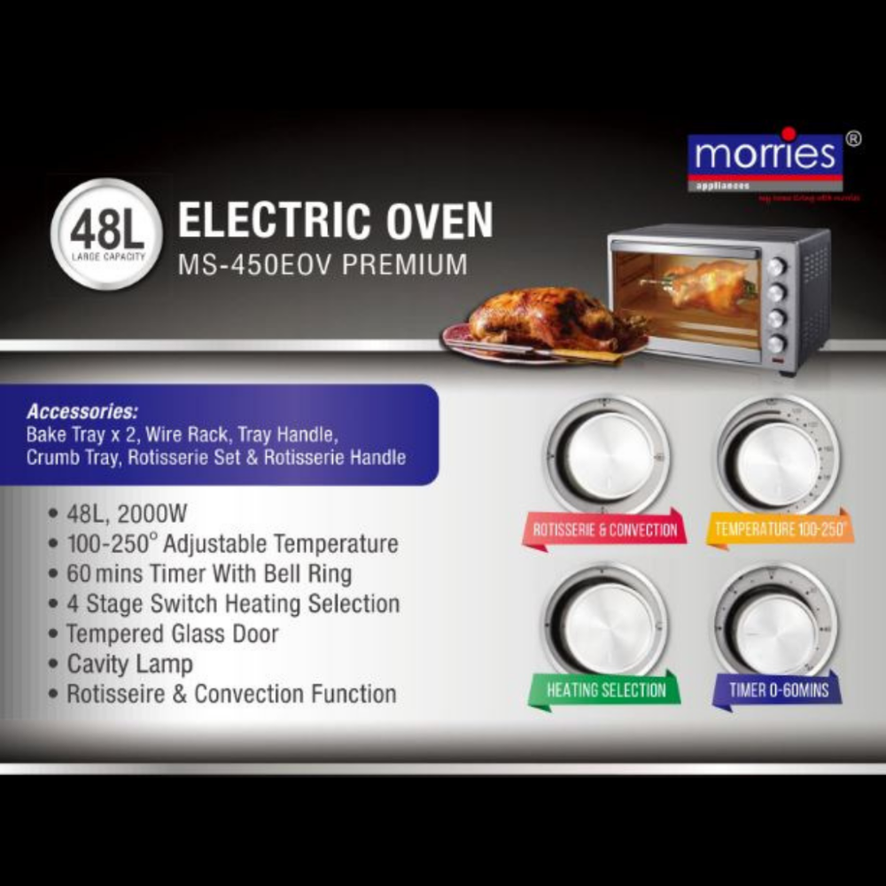 Morries 48L Rotisserie Convection Premium Baking Oven MS450EOV RU