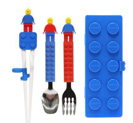韓國直送🇰🇷-Oxford Lego 叉+匙+不銹鋼學習筷子連收納盒套裝