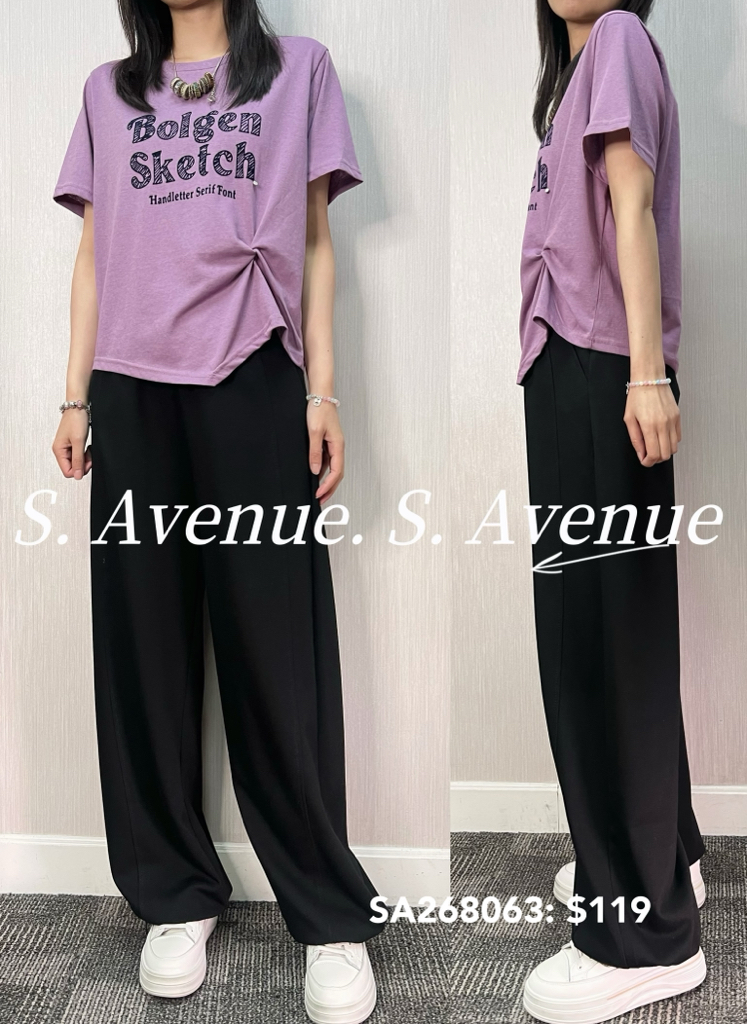 SA268063: 短袖英文字短身打結tee