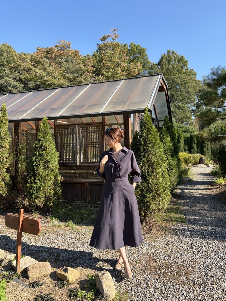 The Madeleine Belted Dress (Charcoal)