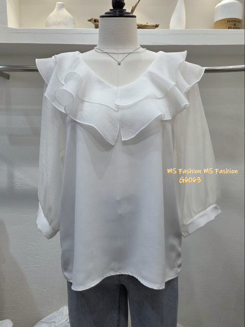 G6063 韓國🇰🇷靚料雙層ruffle top