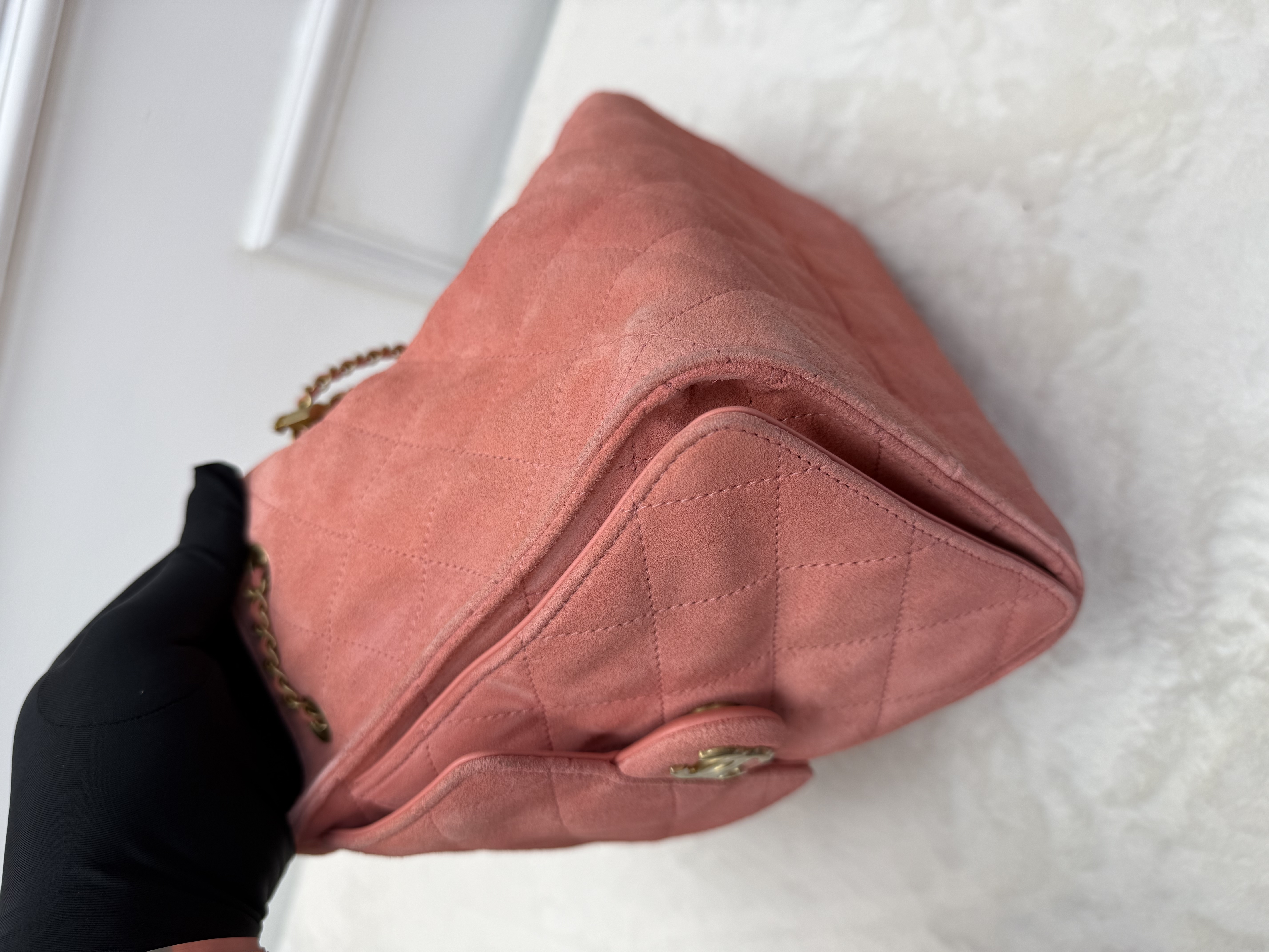 ‼️Full set全套有正單！！Chanel 25bag小號麂皮粉色🩷‼️