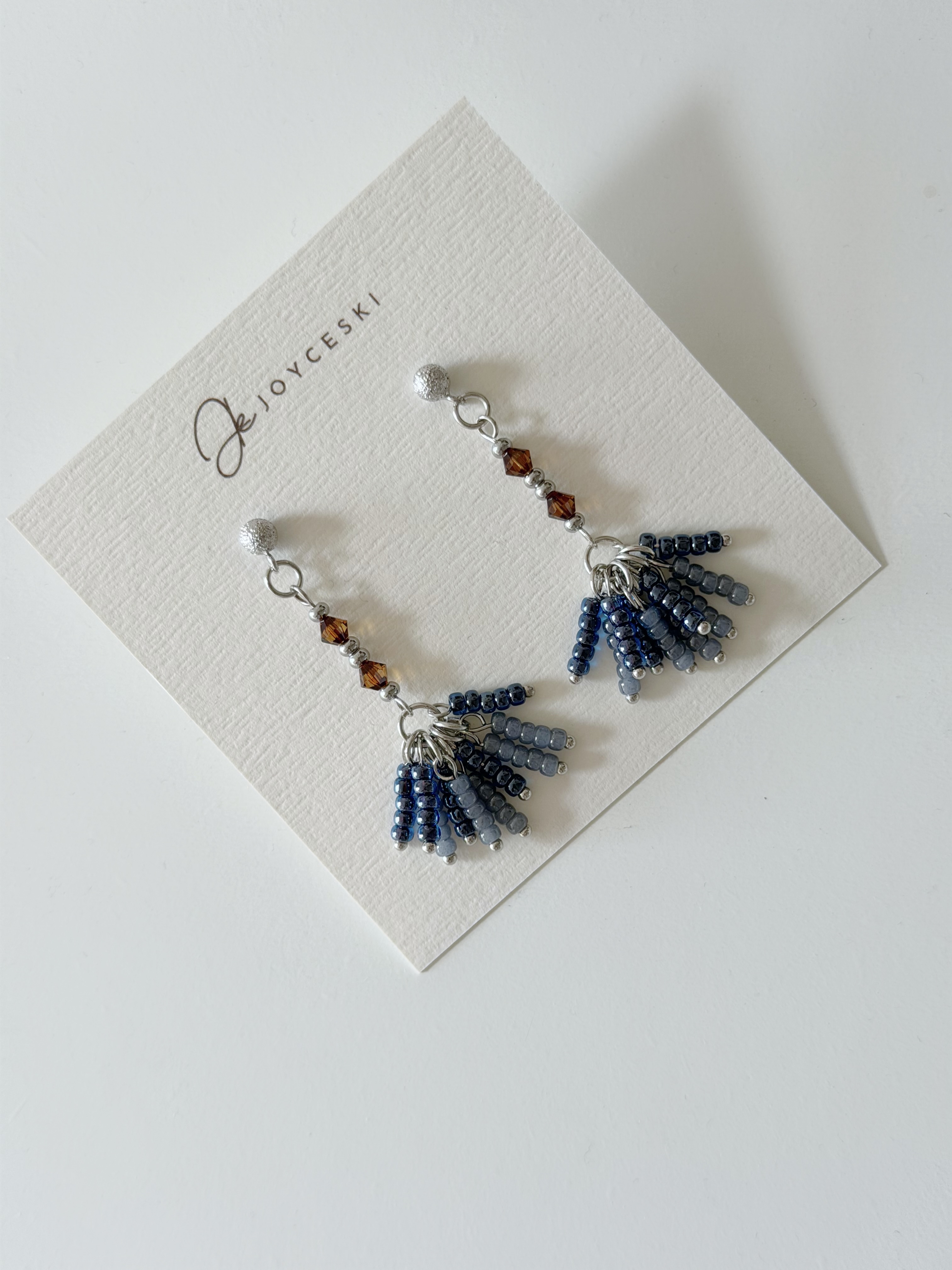 流穗長款耳環/古典混藍色x銀色($198)