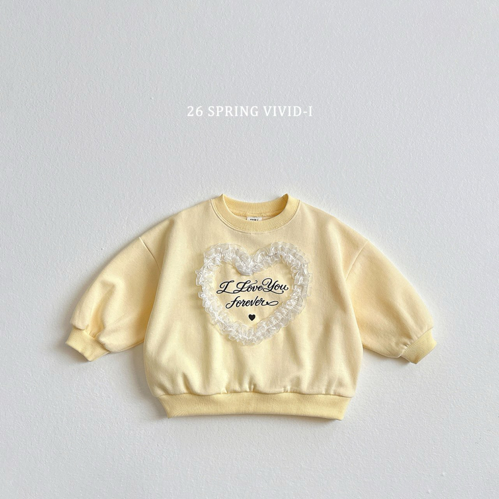 🌸預訂 韓國直送🌸🇰🇷VIVIDI四色心形蕾絲字母印花寬鬆衛衣