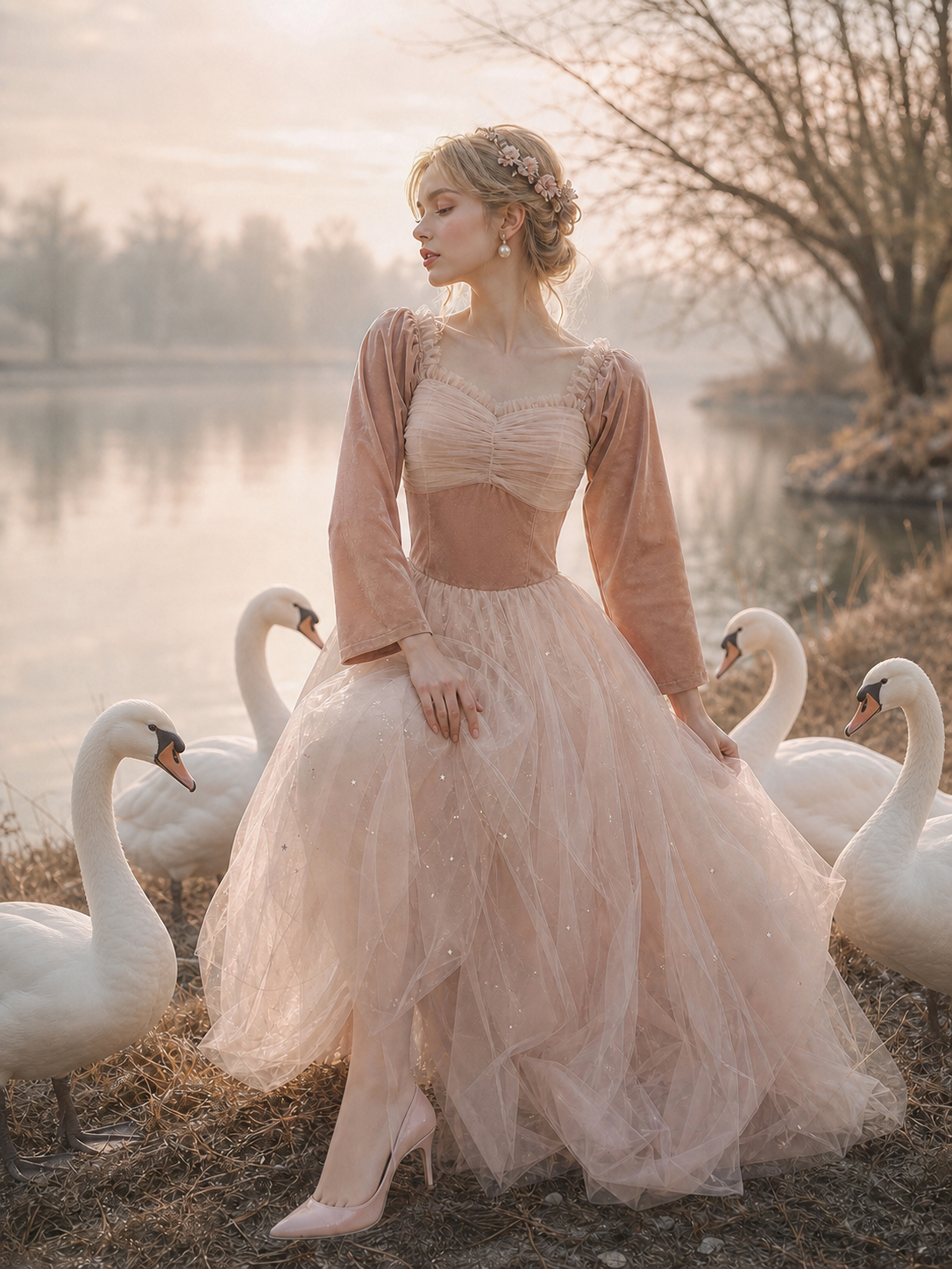 維多利亞絲絨天鵝湖芭蕾禮裙 Victorian Swan Lake Ballerina Gown