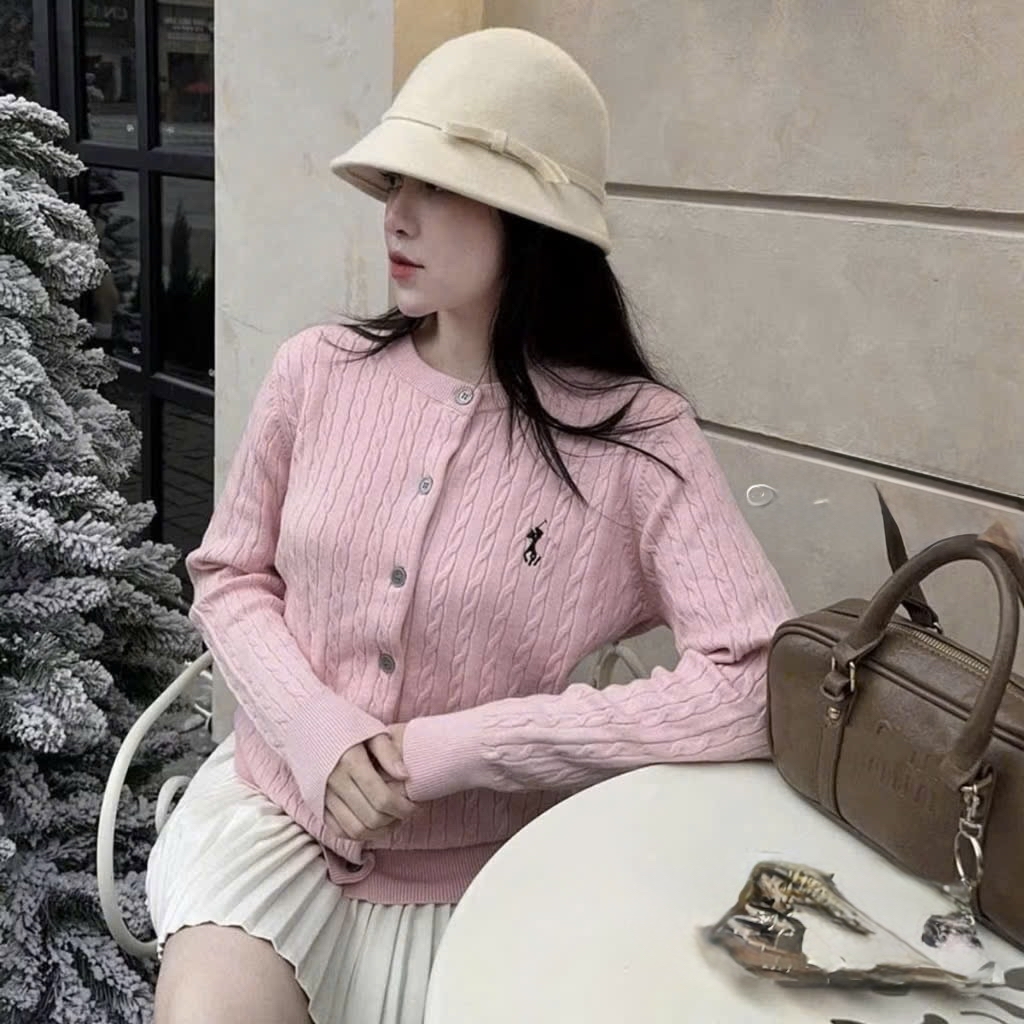 复古麻花針織開襟衫