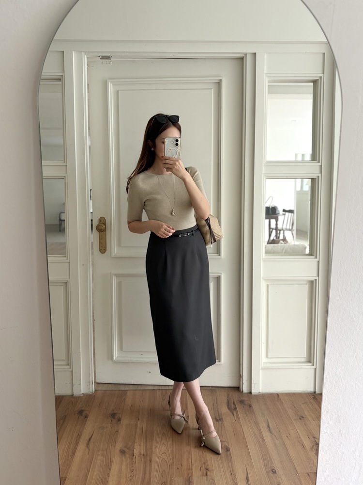 The Classy Belted Skirt (Charcoal)