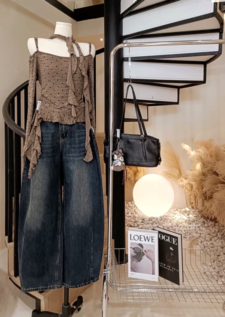 1839不规则波点上衣(丝巾)