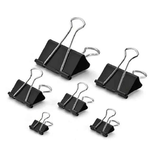 Double Clip / Binder Clip – Klip Pengikat Black Steel (12 Pcs/Box) | Office, School & Home Paper Binding