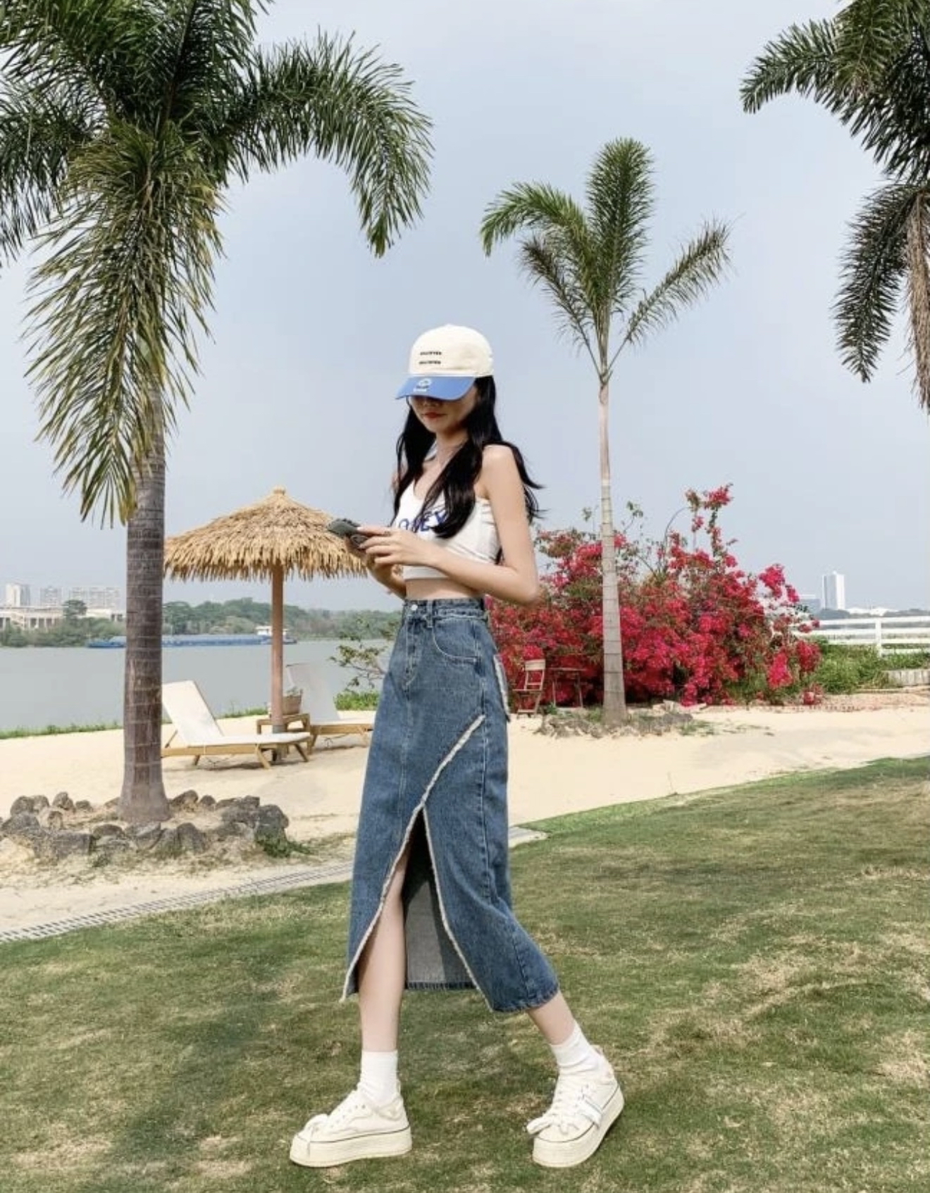 J203开叉牛仔半身裙