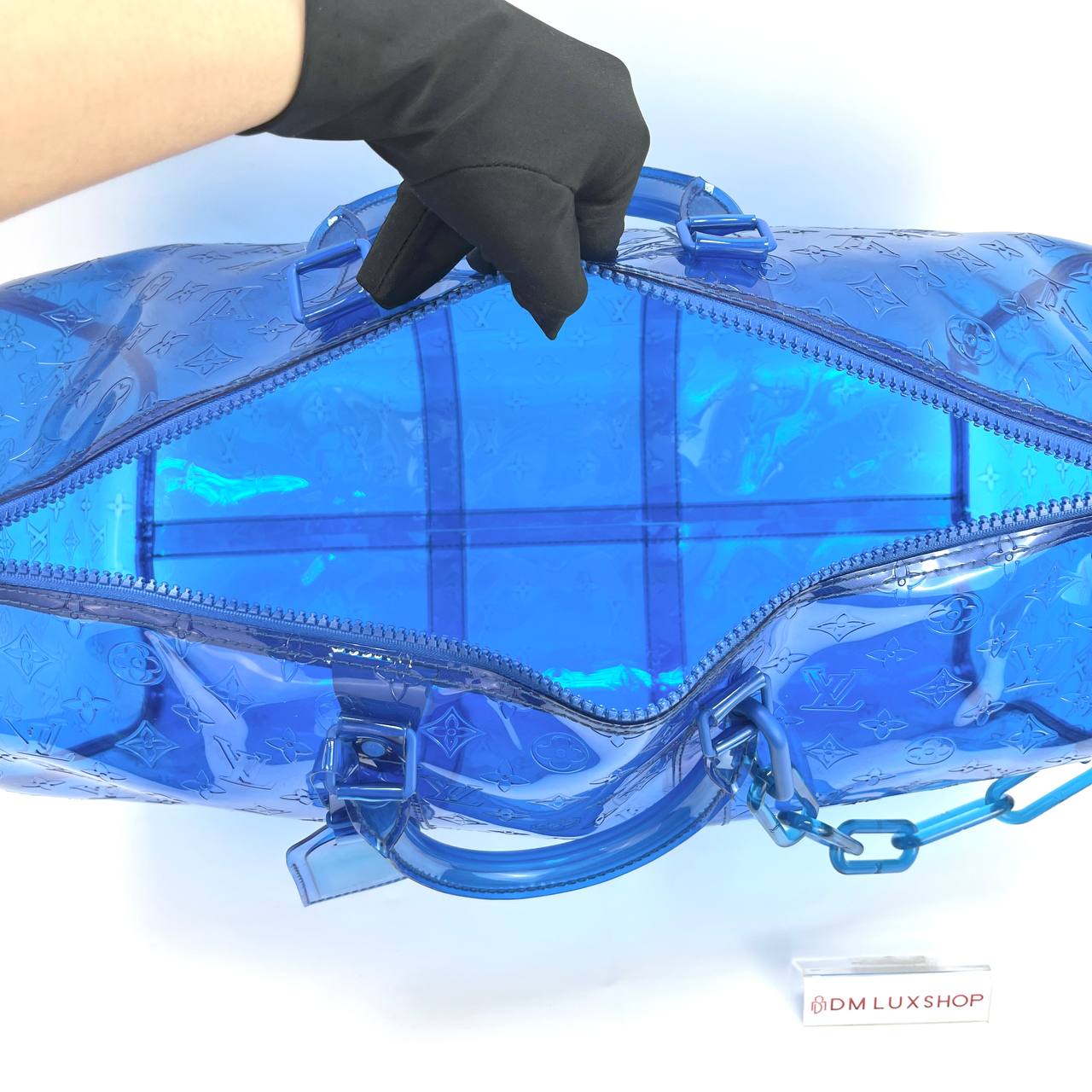 LV PVC Blue Keepall 50 Travel Bag